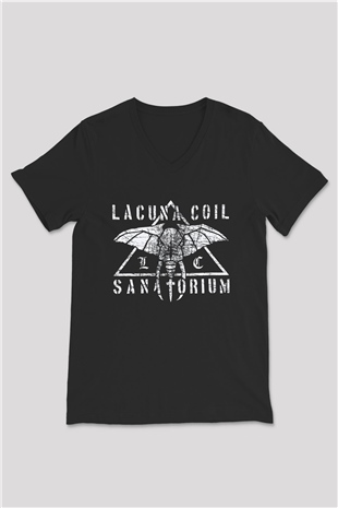 Lacuna Coil Siyah Unisex V Yaka Tişört T-Shirt