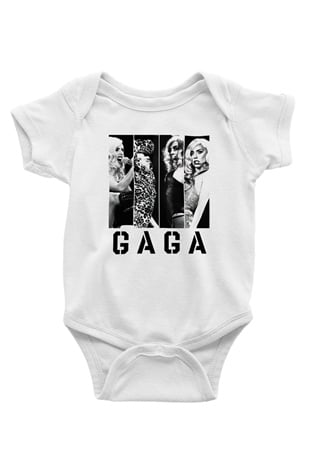Lady Gaga Baskılı Beyaz Unisex Bebek Body - Zıbın