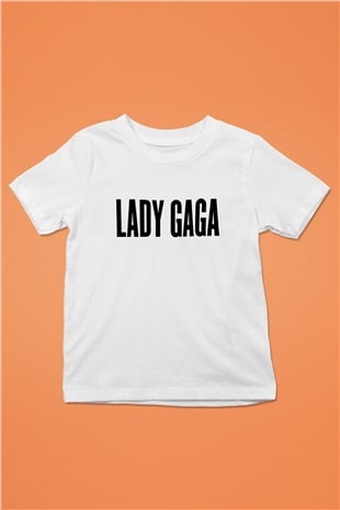 Lady Gaga Baskılı Beyaz Unisex Çocuk Tişört