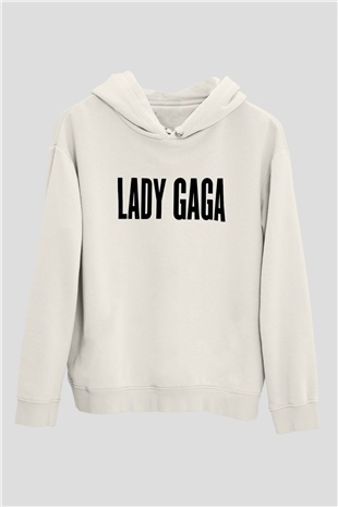 Lady Gaga Beyaz Unisex Kapşonlu Sweatshirt