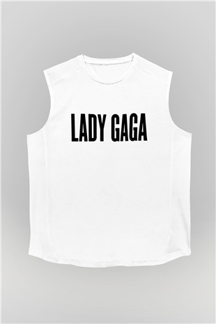 Lady Gaga Beyaz Unisex Kolsuz Tişört