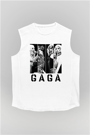 Lady Gaga Beyaz Unisex Kolsuz Tişört