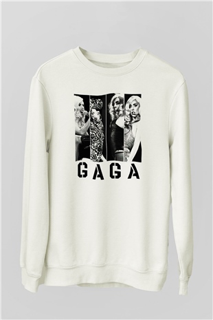 Lady Gaga Beyaz Unisex Sweatshirt