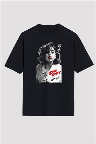 Lady Gaga Siyah Unisex Oversize Tişört T-Shirt