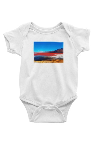 Laguna Colorada Baskılı Beyaz Unisex Bebek Body - Zıbın