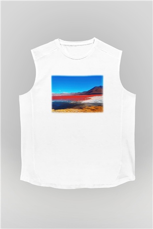 Laguna Colorada Beyaz Unisex Kolsuz Tişört