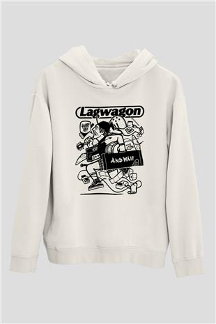 Lagwagon Baskılı Beyaz Unisex Kapüşonlu Sweatshirt