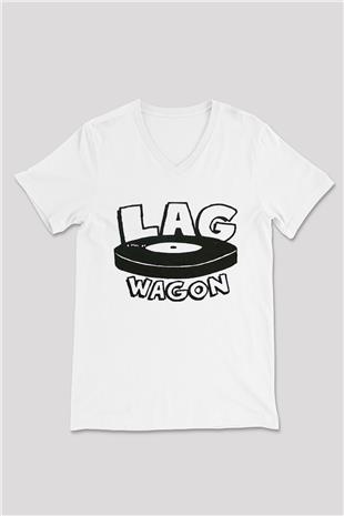 Lagwagon Baskılı Beyaz Unisex V Yaka Tişört - Tshirt