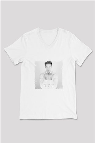 Laidback Luke Baskılı Beyaz V Yaka Unisex Tişört