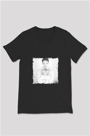Laidback Luke Baskılı Unisex Siyah V Yaka Tişört