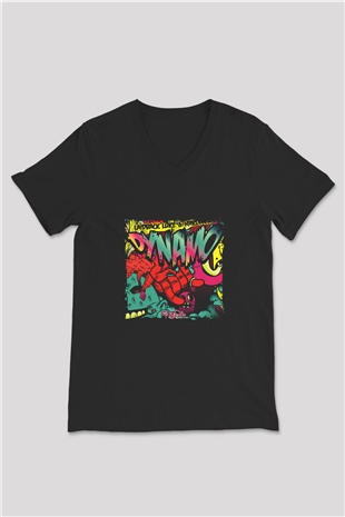 Laidback Luke Baskılı Unisex Siyah V Yaka Tişört