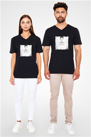 Laidback Luke Baskılı Unisex Siyah V Yaka Tişört