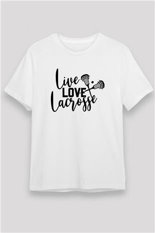 Lakros Baskılı Unisex Beyaz Tişört - Tshirt