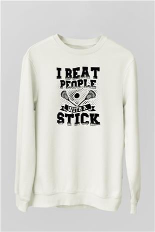 Lakros Baskılı Unisex Ekru Sweatshirt