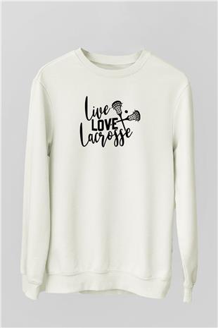 Lakros Baskılı Unisex Ekru Sweatshirt