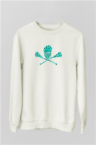 Lakros Baskılı Unisex Ekru Sweatshirt