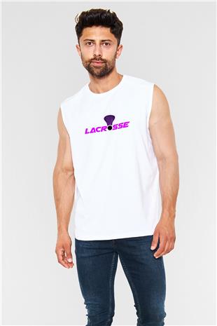 Lakros Baskılı Unisex Kolsuz Beyaz Tişört