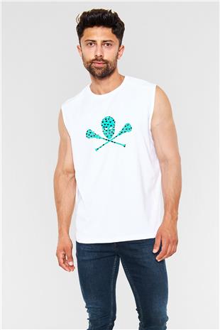 Lakros Baskılı Unisex Kolsuz Beyaz Tişört
