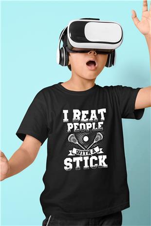 Lakros Baskılı Unisex Siyah Çocuk Tİşörtü - Tshirt