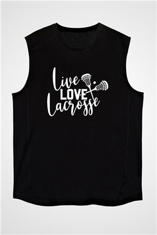 Lakros Baskılı Unisex Siyah Kolsuz Tişört