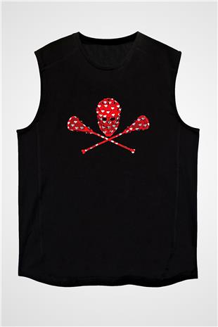 Lakros Baskılı Unisex Siyah Kolsuz Tişört