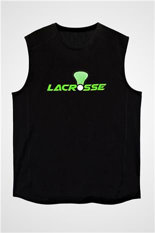 Lakros Baskılı Unisex Siyah Kolsuz Tişört