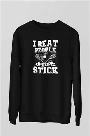 Lakros Baskılı Unisex Siyah Sweatshirt