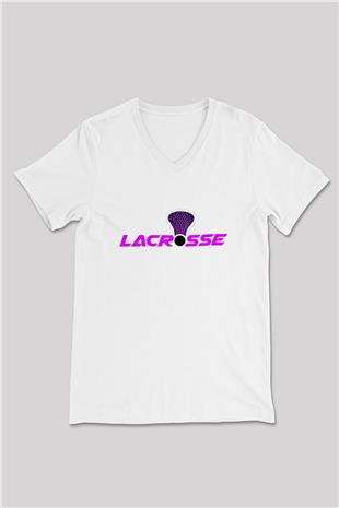 Lakros Baskılı Unisex V Yaka Tişört - Tshirt