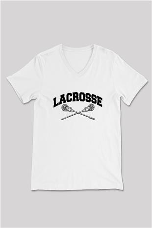 Lakros Baskılı Unisex V Yaka Tişört - Tshirt