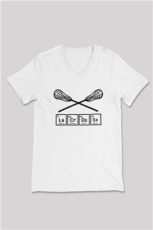 Lakros Baskılı Unisex V Yaka Tişört - Tshirt