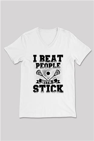 Lakros Baskılı Unisex V Yaka Tişört - Tshirt