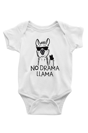 Lama Baskılı Beyaz Unisex Bebek Body - Zıbın