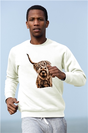 Lama Baskılı Unisex Beyaz  Sweatshirt
