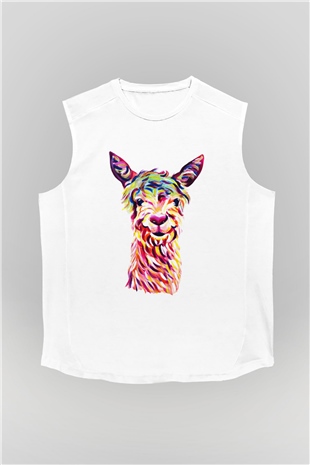 Lama Beyaz Unisex Kolsuz Tişört