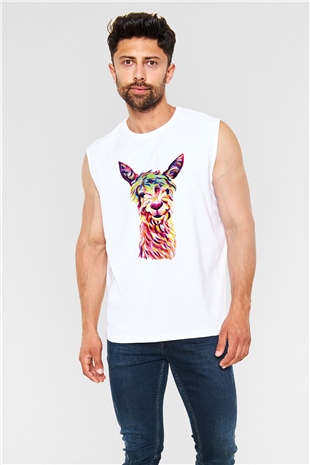 Lama Beyaz Unisex Kolsuz Tişört