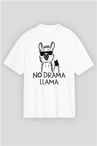Lama Beyaz Unisex Oversize Tişört T-Shirt