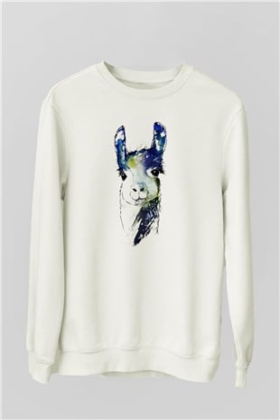 Lama Beyaz Unisex Sweatshirt