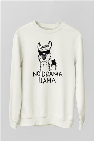 Lama Beyaz Unisex Sweatshirt