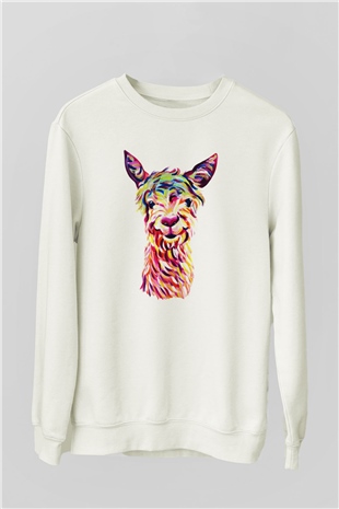 Lama Beyaz Unisex Sweatshirt