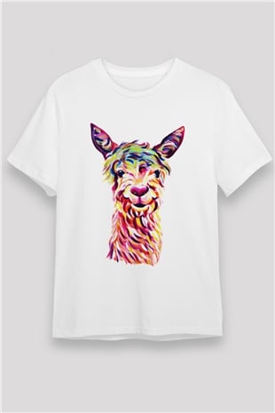 Lama Beyaz Unisex Tişört T-Shirt - TişörtFabrikası
