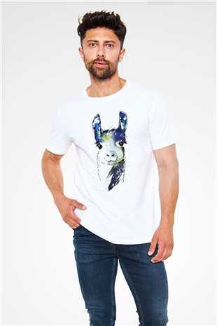 Lama Beyaz Unisex Tişört T-Shirt - TişörtFabrikası