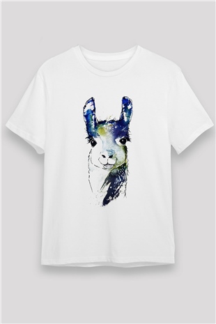 Lama Beyaz Unisex Tişört T-Shirt - TişörtFabrikası