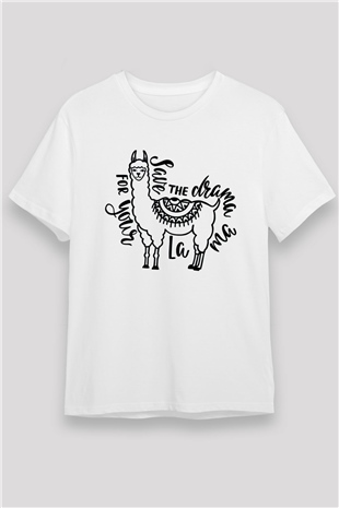 Lama Beyaz Unisex Tişört T-Shirt - TişörtFabrikası