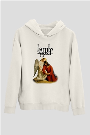 Lamb of God Beyaz Unisex Kapşonlu Sweatshirt