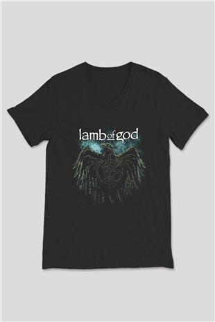 Lamb of God Siyah Unisex V Yaka Tişört T-Shirt