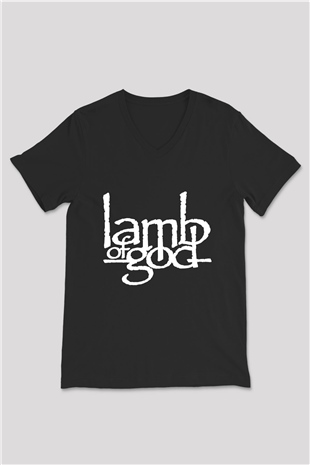 Lamb of God Siyah Unisex V Yaka Tişört T-Shirt