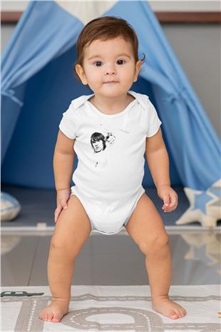 Lan Brown Baskılı Beyaz Unisex Bebek Body - Zıbın