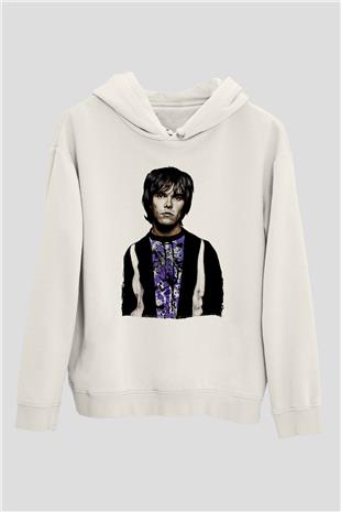 Lan Brown Baskılı Beyaz Unisex Kapüşonlu Sweatshirt