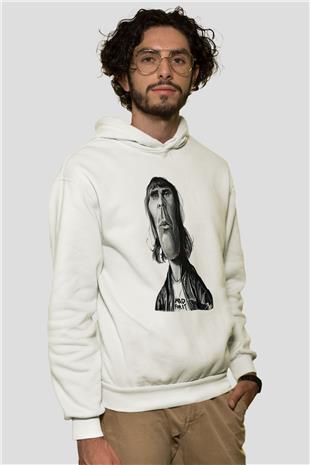 Lan Brown Baskılı Beyaz Unisex Kapüşonlu Sweatshirt