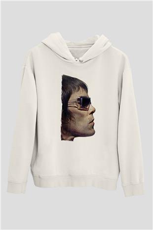 Lan Brown Baskılı Beyaz Unisex Kapüşonlu Sweatshirt